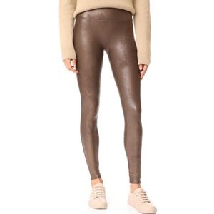Spanx faux leather leggings in brown, size medium